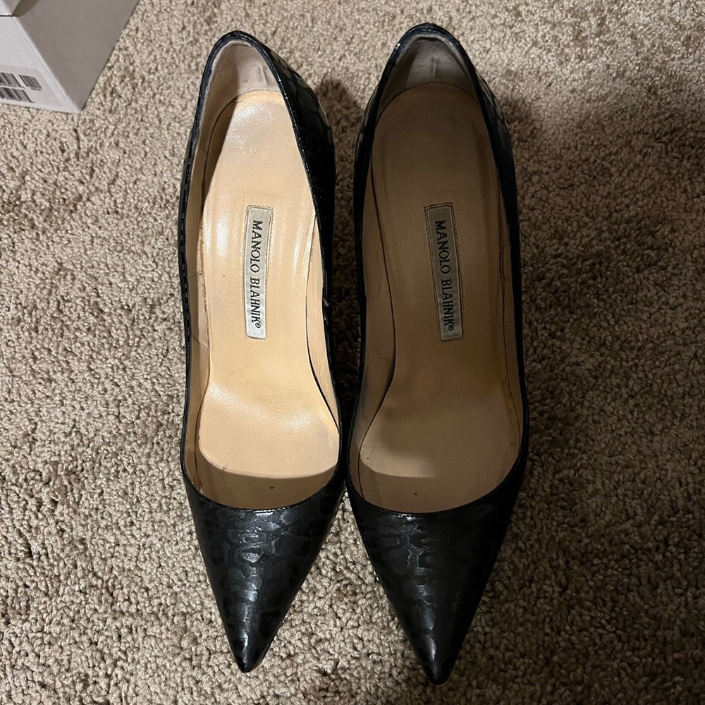 Manolo Blahnik black leopard heel… size 37.5